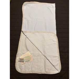 Angel Dear Baby Blanket Blue Stripe Gray Trim NWT 29x29 Square Security Lovey